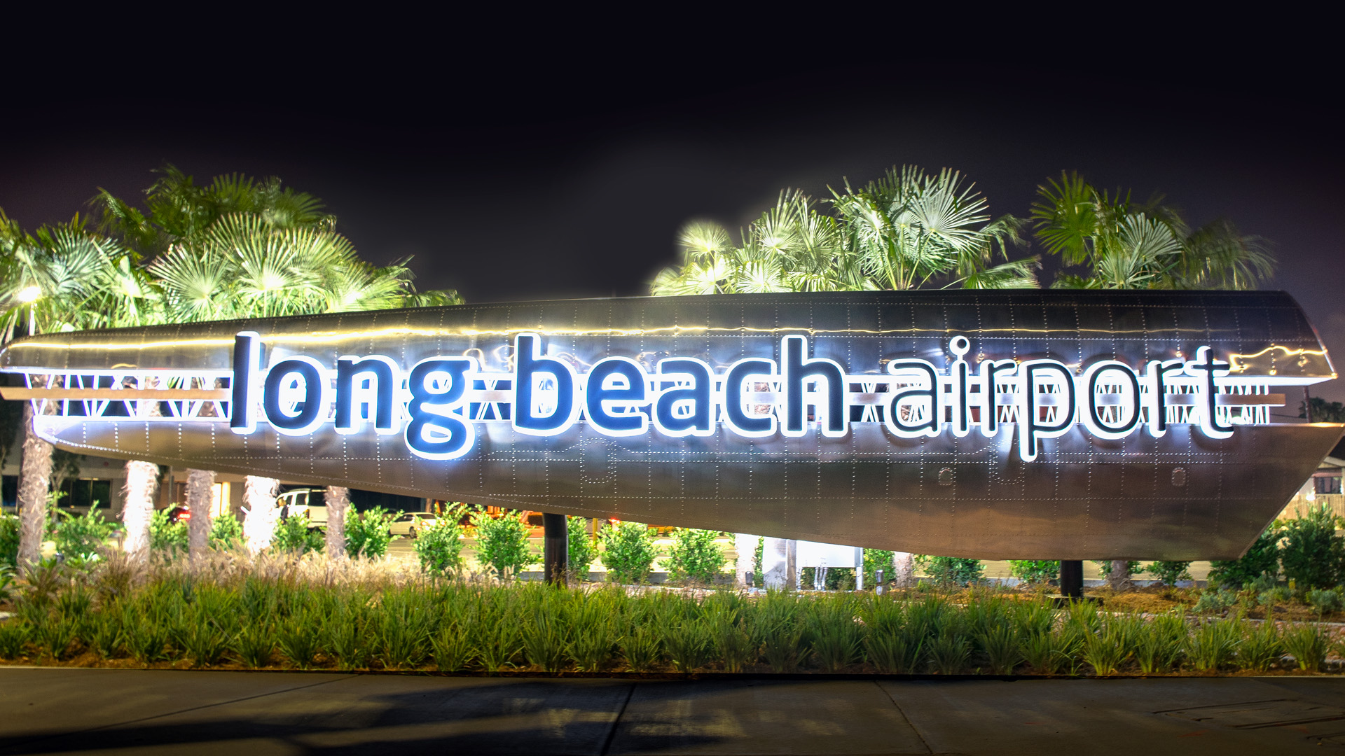 Long-Beach-Airport-Monument-Sign-Night-Front